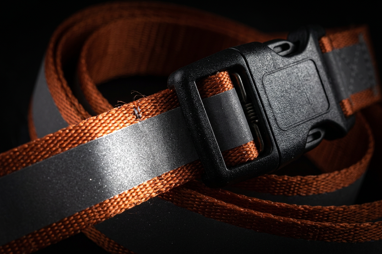 Coiled reflective leash and collar set with black buckle